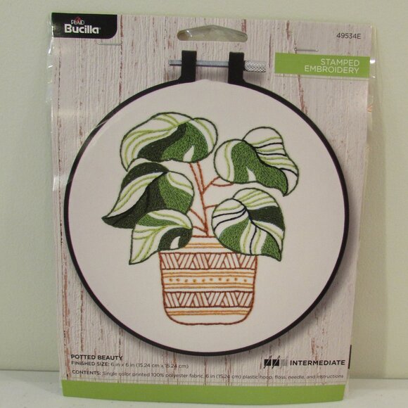 Bucilla 'Potted Beauty' Stamped Embroidery Kit NEW - Picture 1 of 8